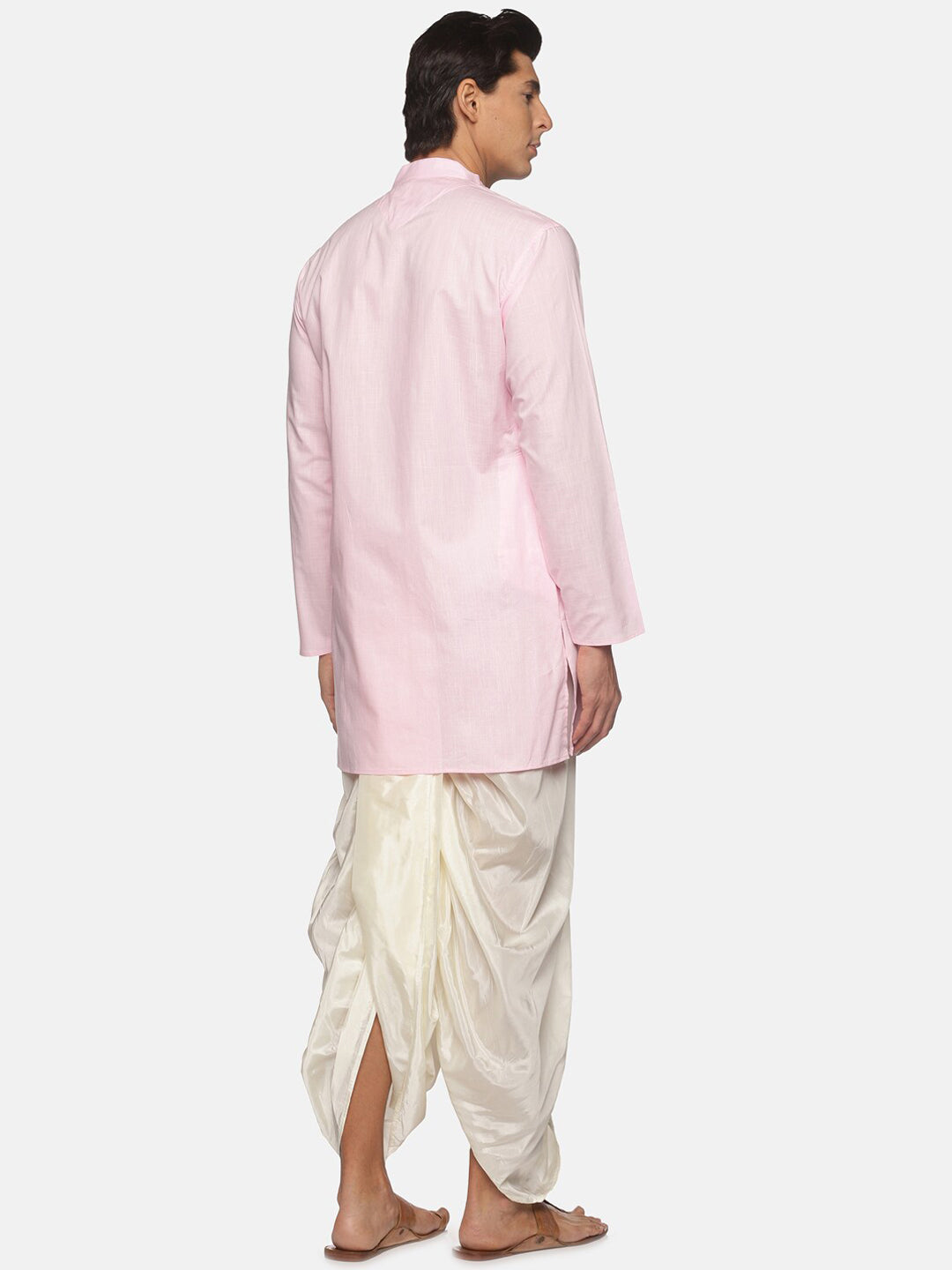 Sethukrishna Men Pink Pure Cotton Kurta with Dhoti Pants - Distacart