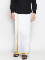 Thumbnail for Sethukrishna Men White Double Layer Readymade Dhoti With Pocket - Distacart