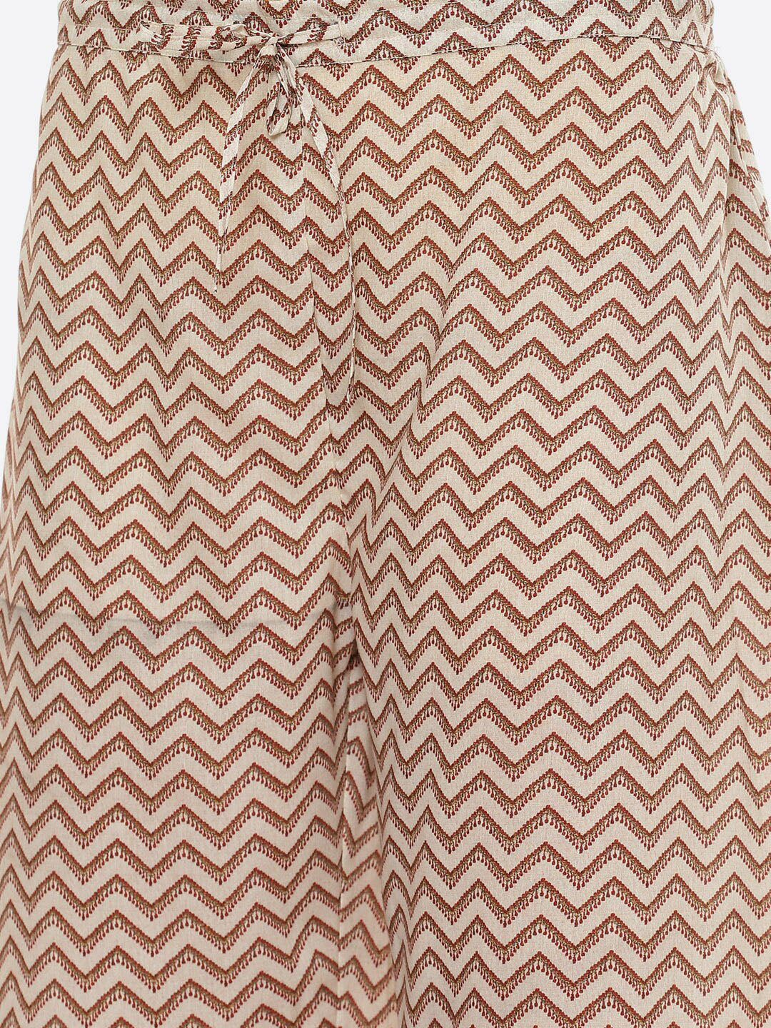 Biba Women Beige Ethnic Motifs Printed Kurta with Palazzos - Distacart