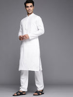Thumbnail for Manyavar Men White Solid Kurta with Pyjamas - Distacart