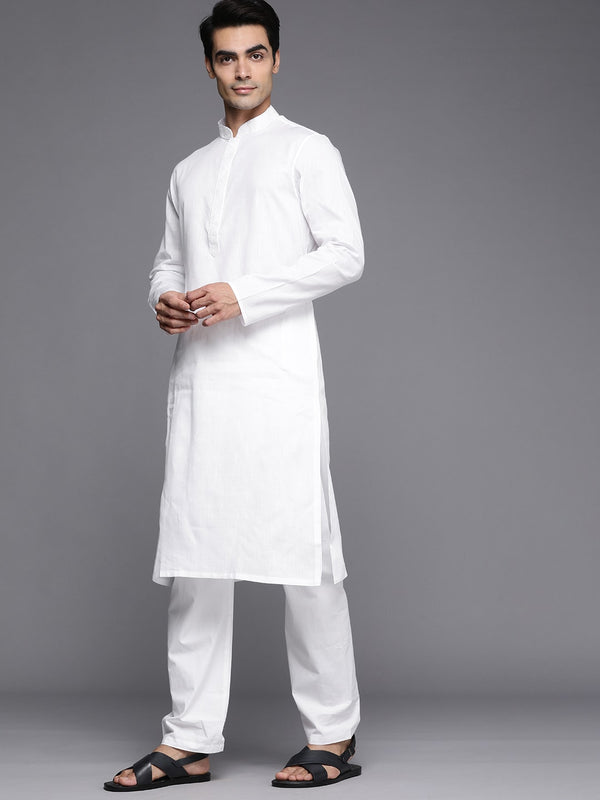 Manyavar Men White Solid Kurta with Pyjamas - Distacart