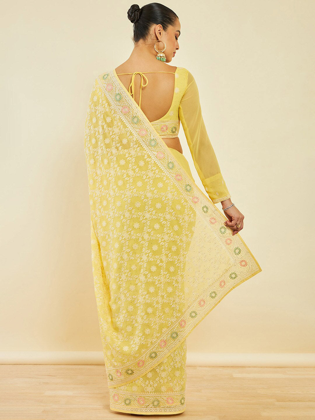 Soch Ethnic Motifs Embroidered Saree - Distacart