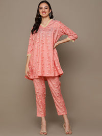 Thumbnail for HERE&NOW Orange Floral Printed A-Line Kurta Set - Distacart