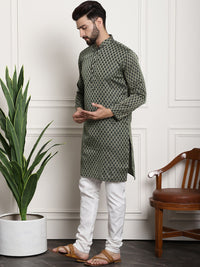 Thumbnail for Sojanya Floral Printed Mandarin Collar Kurta With Churidar - Distacart
