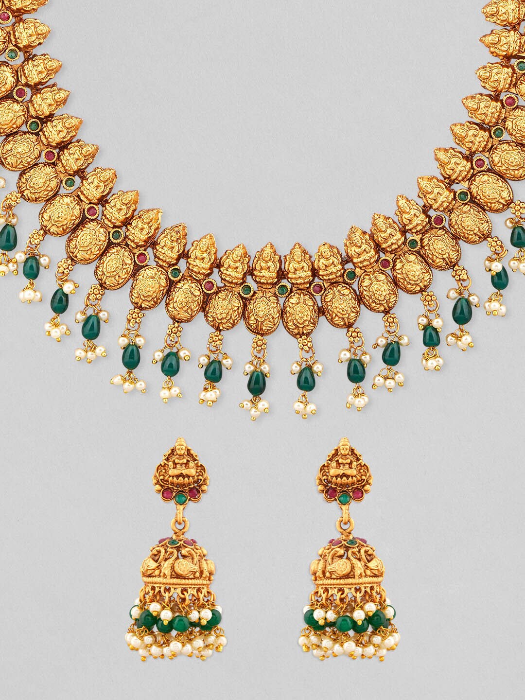 Rubans 24k Gold-Plated & Green Pearl Beaded Jewellery Set - Distacart