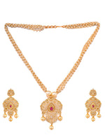 Thumbnail for Saraf RS Jewellery Gold-Plated White & Magenta American Diamond Studded Jewellery Set - Distacart
