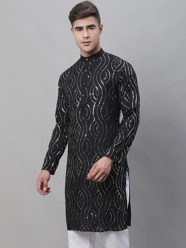 Sojanya Sequined Mandarin Collar Pure Cotton Kurta - Distacart