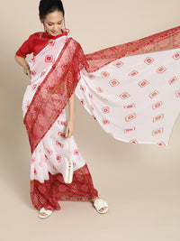 Thumbnail for Saree Mall Bandhani Poly Chiffon Saree with Printed border - Distacart