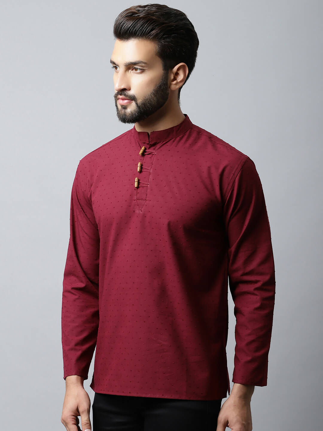 Even Apparels Maroon Color Pure Cotton Men's Kurta With Side Placket (SLD1182) - Distacart