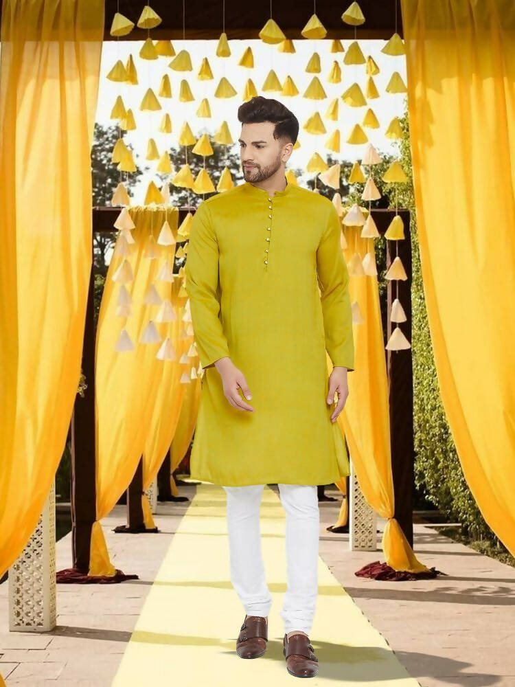 Even Apparels Yellowish Green Wedding Kurta - Green - Distacart