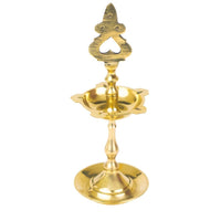 Thumbnail for Spillbox Gold Toned Small Kuthu Vilakku Lakshmi Diya Pooja Essentials - Distacart
