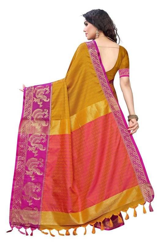 Vamika Banarasi Jacquard Weaving Mustard Saree (DHONI MUSTARD)