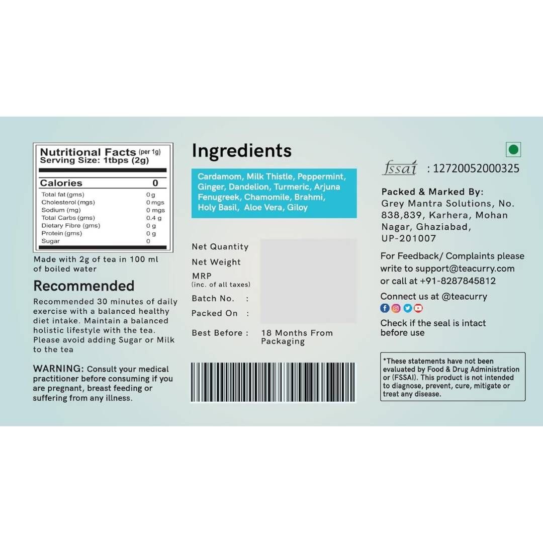 Teacurry Fatty Liver Tea Bags - Distacart