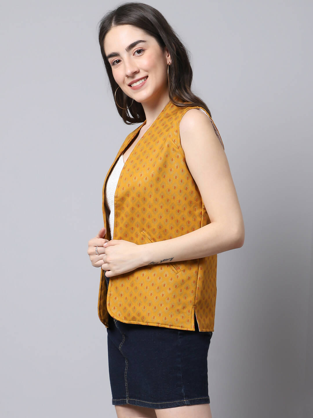 Even Apparels Multi Viscose Rayon Open Front Women's Waistcoat - Distacart
