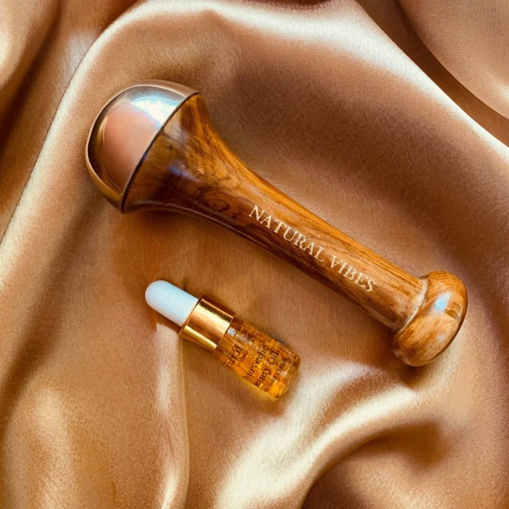 Natural Vibes Kansa Face Massage Wand with Free Gold Beauty Elixir Oil - Distacart