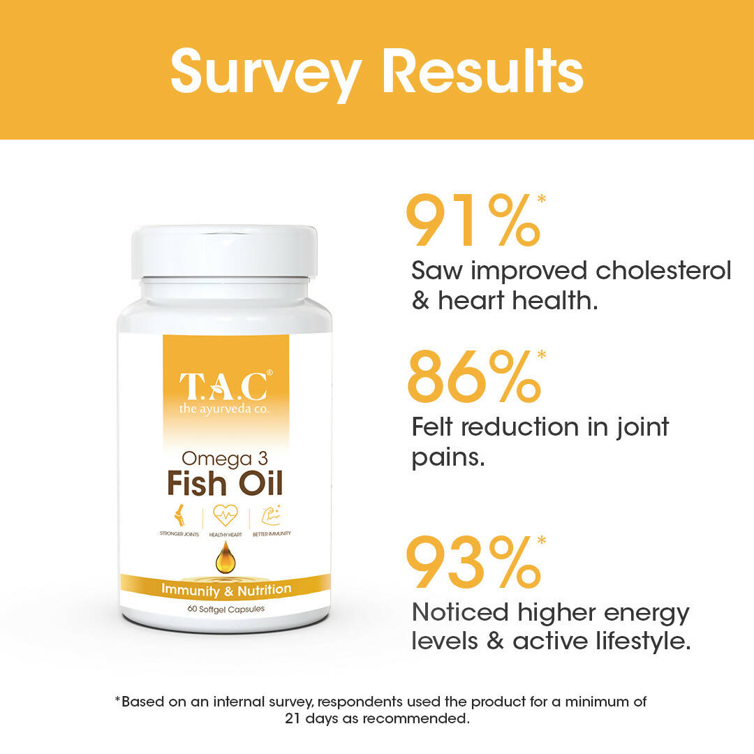 TAC - The Ayurveda Co. Omega 3 Fish Oil Soft Gel Capsules - Distacart