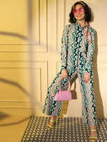Thumbnail for Light Blue Crepe Digital Printed Top With Matching Trouser - Shivani - Distacart