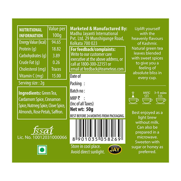 Teame Kashmiri Kahwa Green Tea - Distacart