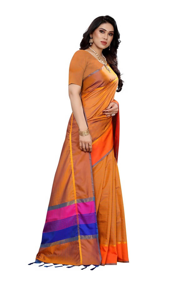 Vamika Orange Cotton Silk Weaving Saree (Binita Orange)