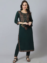 Thumbnail for NOZ2TOZ Bottle Green Chinkankari Kurta - Distacart