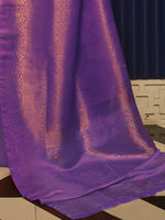 Thumbnail for Mitera Purple & Gold-Toned Ethnic Motifs Zari Banarasi Saree - Distacart