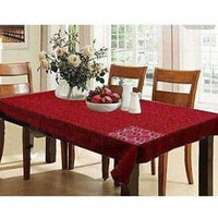 Thumbnail for Cotton Dining Table Cover 6 Seater - Maroon - Distacart