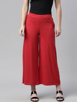Thumbnail for Souchii Women Red Knitted Palazzos - Distacart