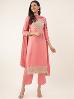 Thumbnail for Khushal K Ethnic Motifs Yoke Design Sequinned Kurta with Trousers & Dupatta - Distacart