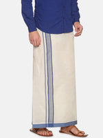 Thumbnail for Sethukrishna Off White Traditional Kerala Double Mundu - Distacart