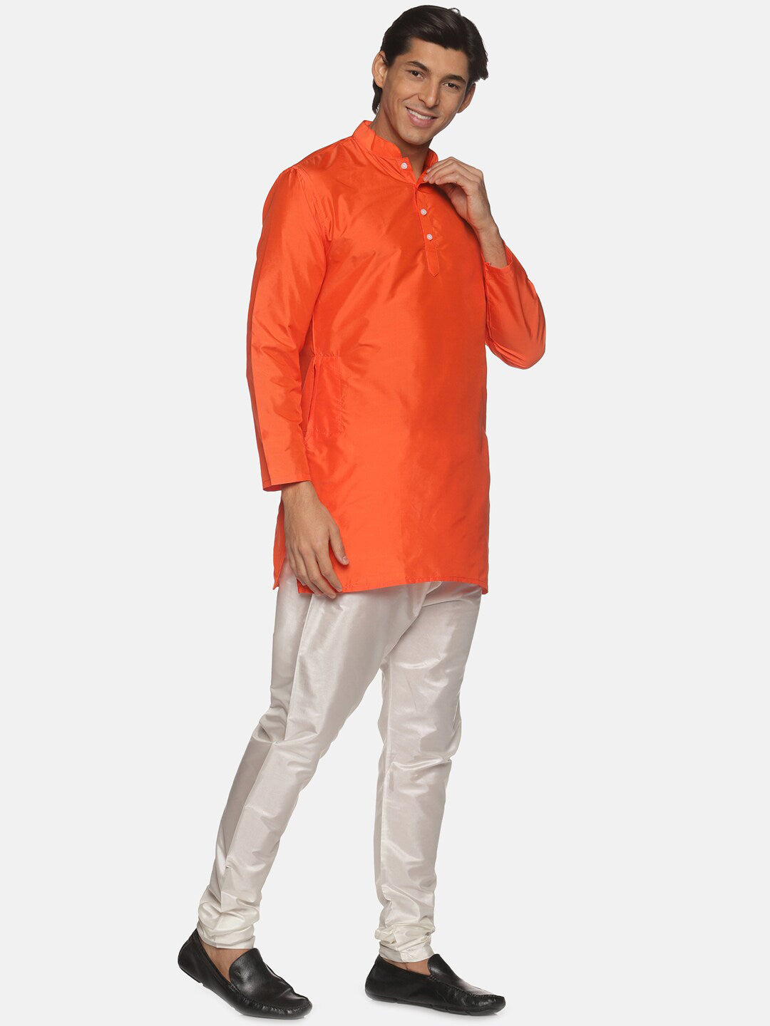 Sethukrishna Men Orange Kurti with Pyjamas - Distacart