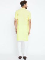Thumbnail for Even Apparels Yellow Color Pure Cotton Men's Kurta With Band Collar - Distacart