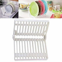 Thumbnail for White Color - Folding Plastic Kitchen Dish Rack Stand Plate Holder - 2 Piece - Distacart