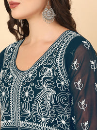 Thumbnail for HERE&NOW Women Chikankari Embroidered Thread Work Georgette Anarkali Kurta - Distacart