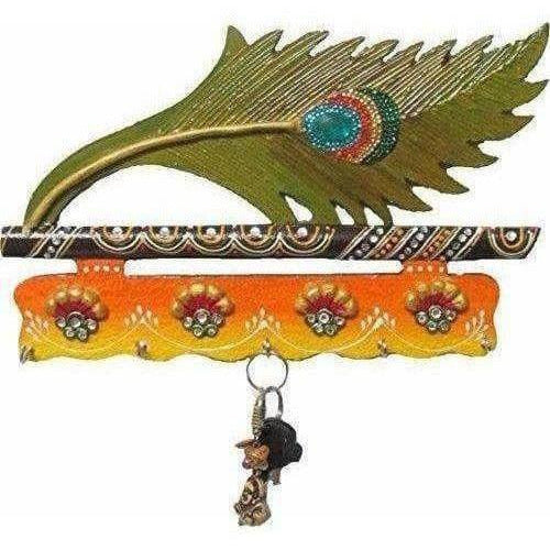 Jaipur Crafts Beautiful MorPankhi Wooden Key Holder - Distacart