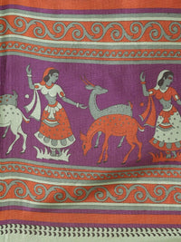 Thumbnail for Saree Mall Green & Purple Ethnic Motifs Print Bhagalpuri Saree - Distacart