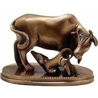 Thumbnail for Kamdhenu Cow & Calf Brass Showpiece - Distacart