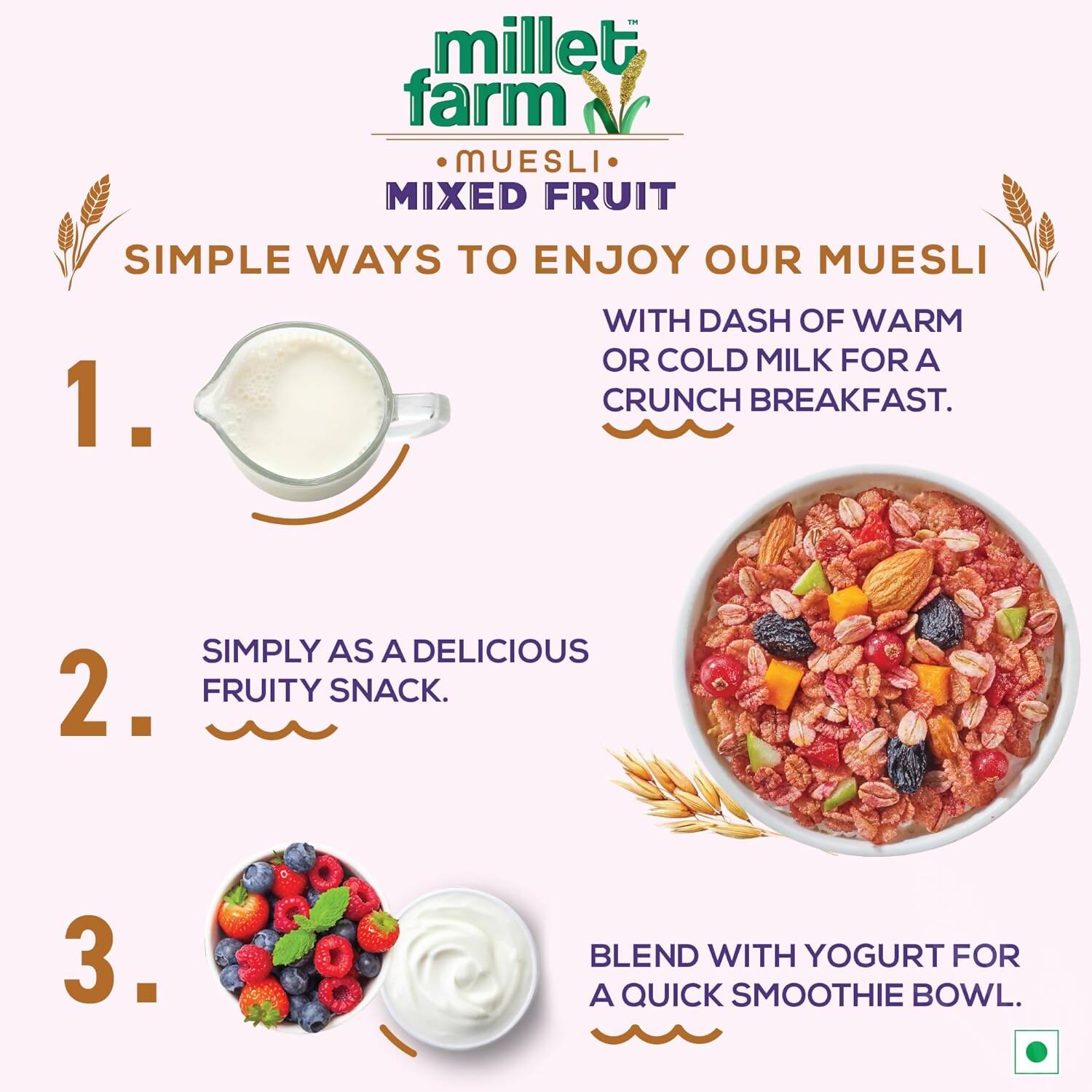 Bagrry's Millet Farm Mixed Fruit Muesli with Jowar and Ragi - Distacart