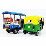 Thumbnail for Indian Iconic Tuktuk-CNG Auto Rickshaw Toy (Blue & Green)- Pack Of 2 - Distacart