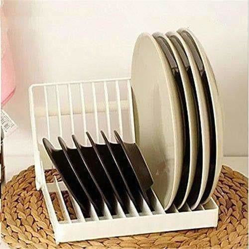 White Color - Folding Plastic Kitchen Dish Rack Stand Plate Holder - 2 Piece - Distacart