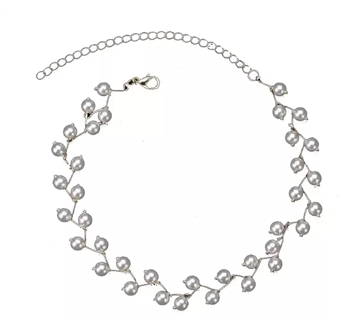 Silver-Toned Alloy Denty Look Pearl Necklace - The Pari - Distacart