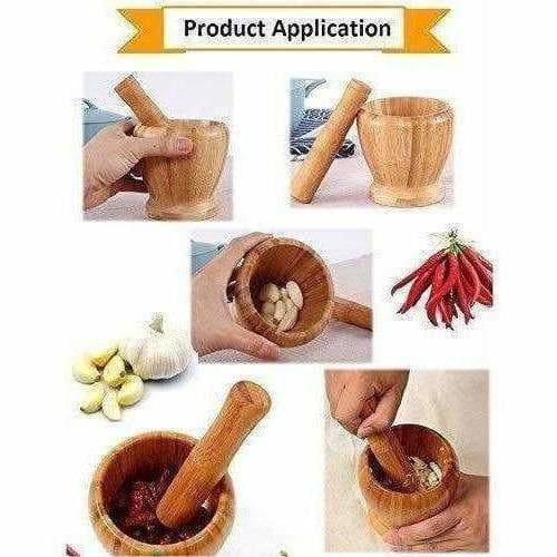 Wooden Motar Pestle Set (Brown) - Distacart