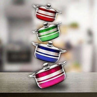 Thumbnail for Kitchen Cooking Stainless Steel Gas Induction Cookware Set with Lid - 4 Pieces - Distacart