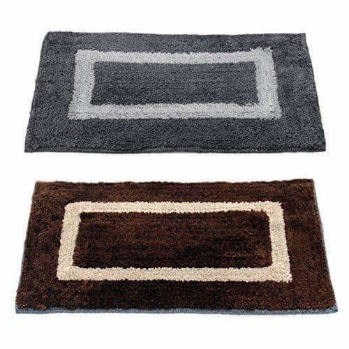 Handicraft Style Eco Series 2 Piece Cotton Blend Door Mat - 16"x24", Grey and Brown - Distacart