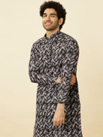 Thumbnail for Manyavar Black Panther Printed Mandarin Collar Kurta and Churidar - Distacart