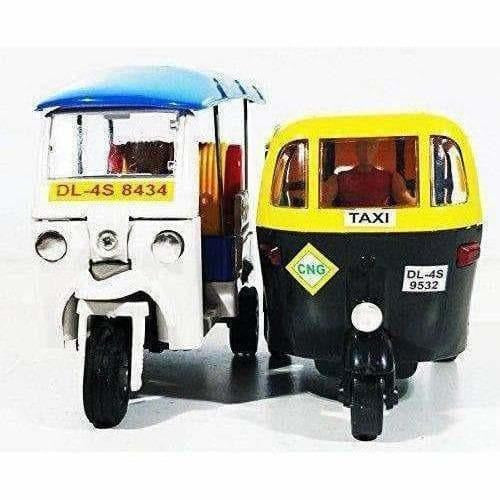 Indian Iconic Tuktuk-CNG Auto Rickshaw Toy (Blue & Green)- Pack Of 2 - Distacart