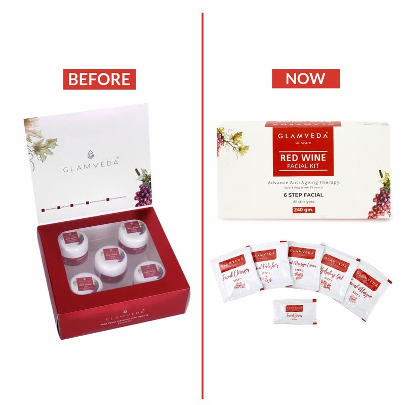 Glamveda Red Wine Advance Anti Ageing Facial Kit - Distacart