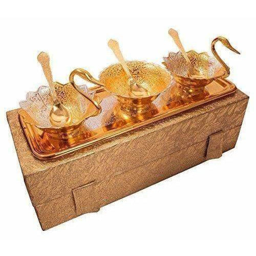 Silver Gold Plated Swan Shaped Bowl Set For Make Dining - Distacart