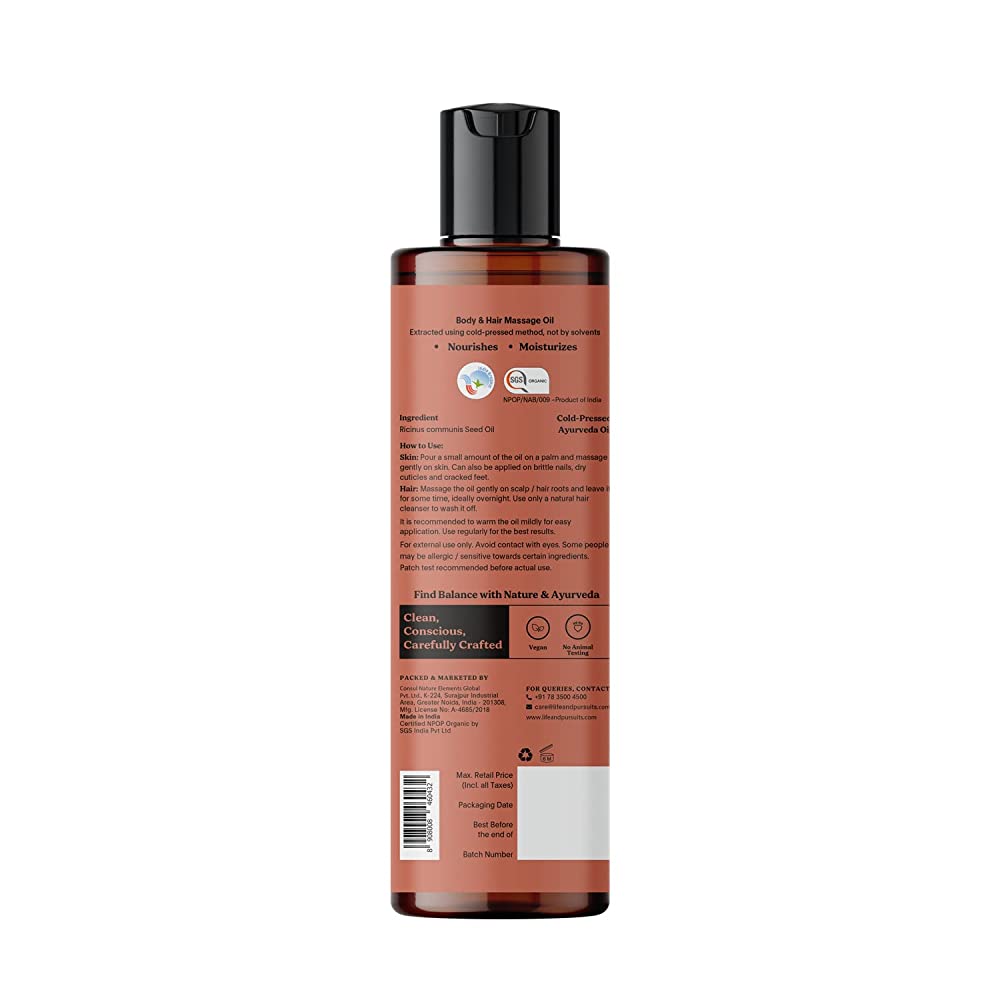 Life and Pursuits Organic Cold Pressed Castor Oil For Hair Growth & Skin - Distacart