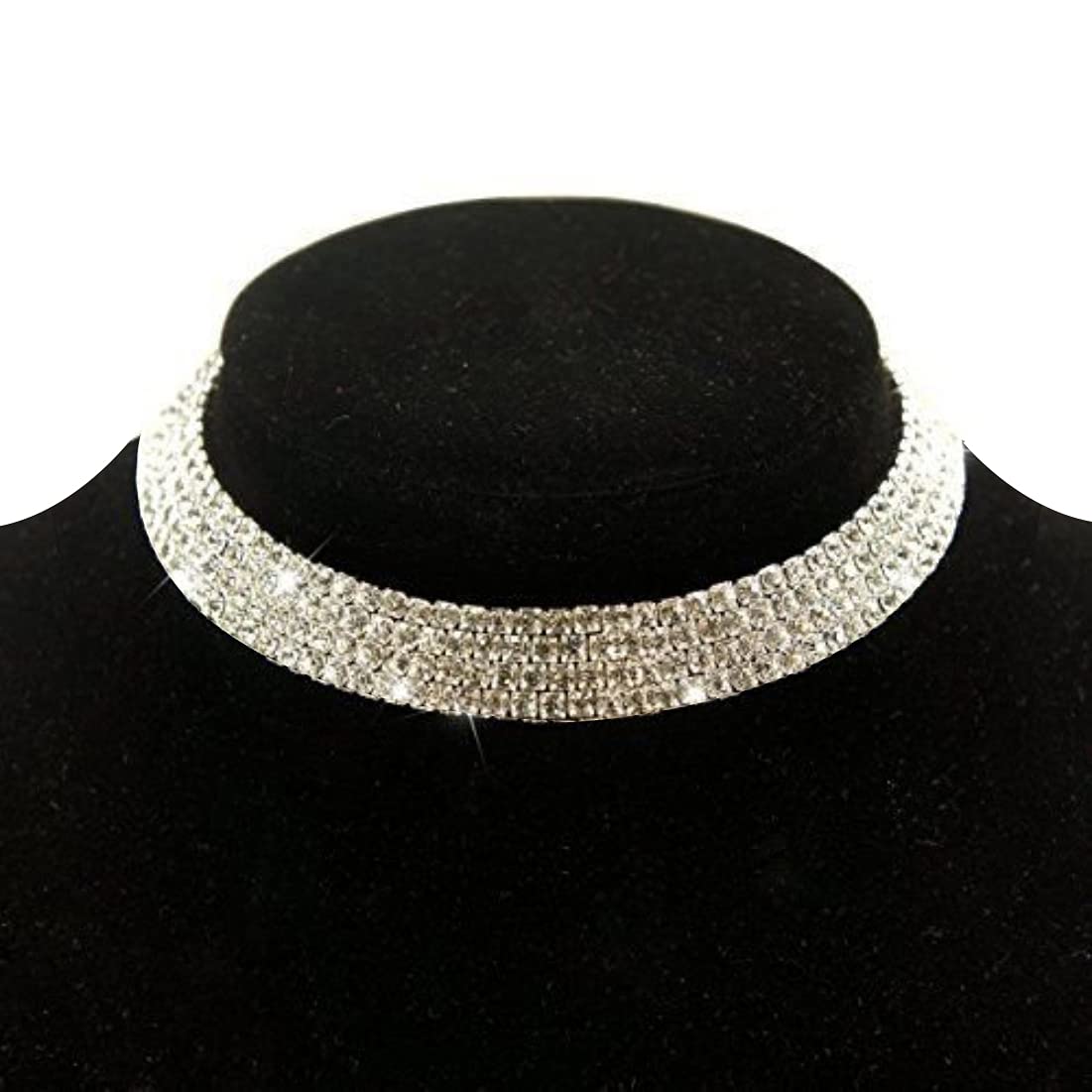 Silver-Toned Alloy Rhinestones Studded Choker Necklace - The Pari - Distacart