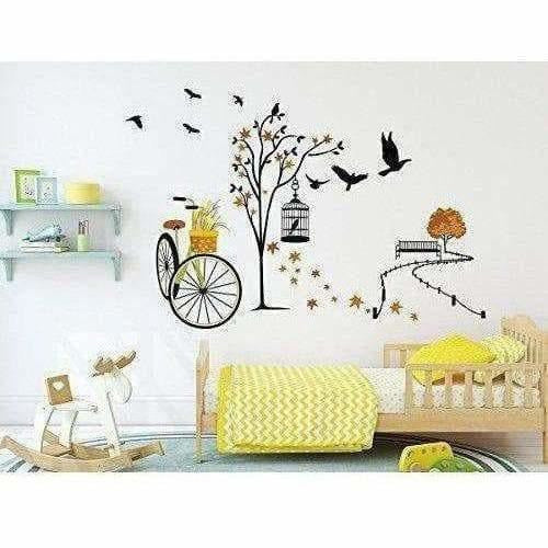 Wall Sticker for Living Room(Ride Through Nature, Ideal Size on Wall : 140 cm x 100 cm),Multicolour - Distacart